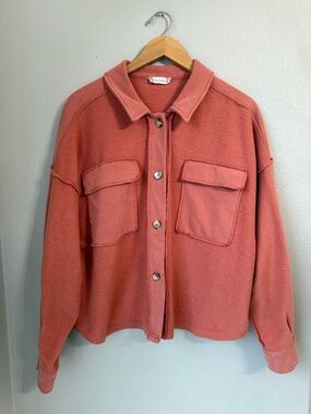 Altar’d State Orange Long Sleeve Cropped Sherpa Jacket Women’s Size Large